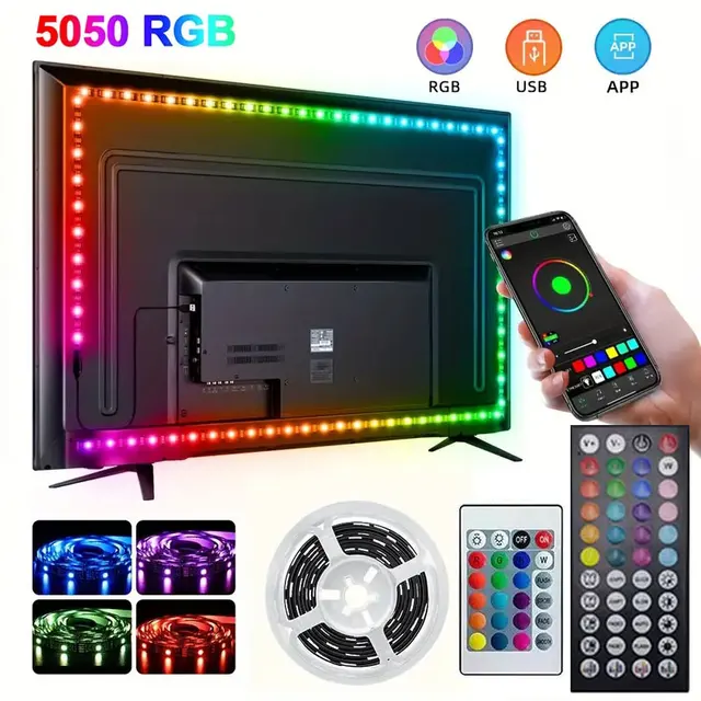 Smart Led Strip Light 5050 RGB USB 5V Bluetooth APP Remote Control Led Tape Diode Flexible Ribbon Lamp for TV Festival Backlight 1