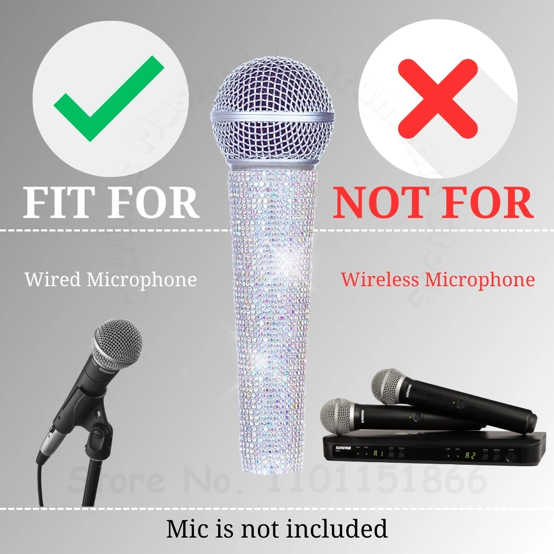 Universal Microphone Handle Crystal Sleeve Cover Decor for