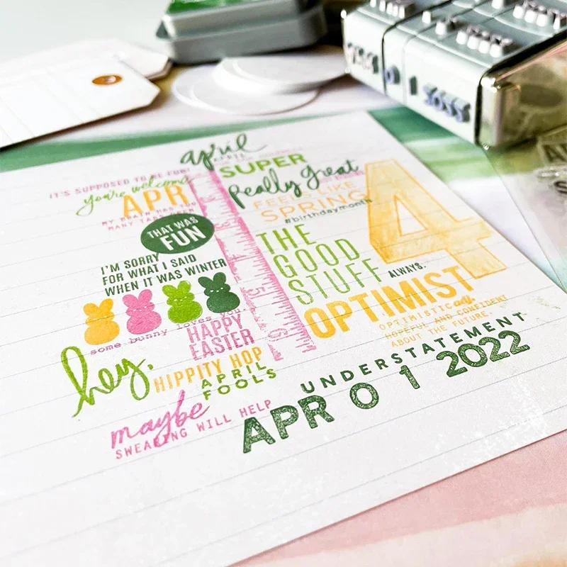 Clear Stamps English Monthly Sentiments Transparent Stamps for DIY Scrapbooking/Photo Album Decor