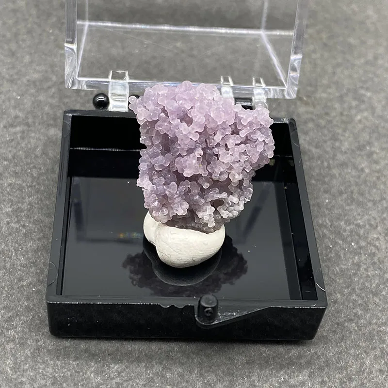 100% Natural Indonesian Purple  Grape agate  Raw Stone Mineral Specimen Healing Crystal Gemstone Collection+Box size:35*35*35mm