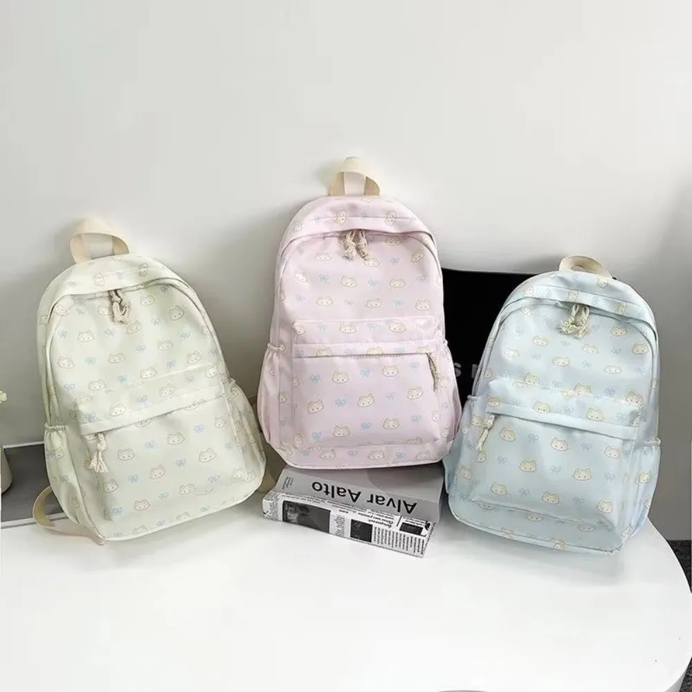 Durable Cartoon Cat Printed Student Schoolbag Lightweight Waterproof School Bags Large Capacity Multi-compartment Backpack 5