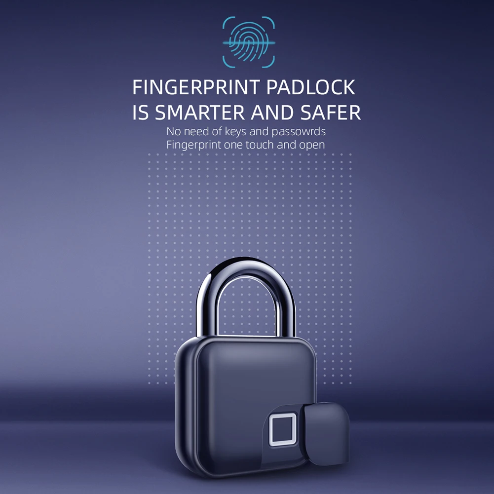 Tuya Fingerprint Padlock Portable Keyless Travel Bag Locker Waterproof USB Rechargeable Bluetooth-compatible for Indoor Outdoor