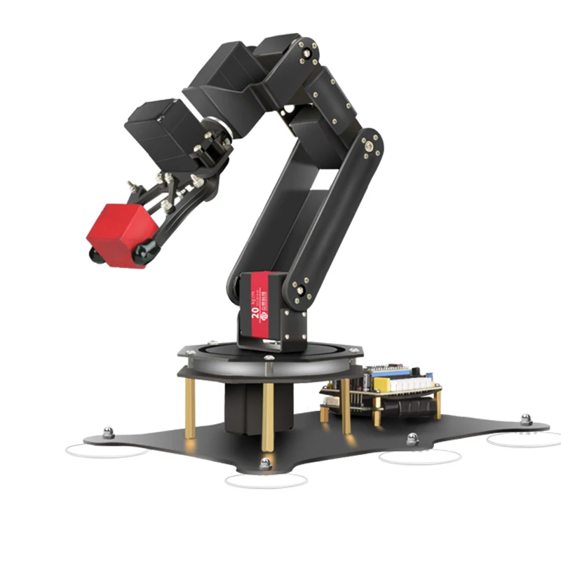 

Black 6 DOF Robot Arm 180/360 Degree Metal Claw Rotating Base For Arduino ESP32 Robot DIY Kit Ps2 Handle Programmable Robot Arm