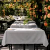 White Table Cloth Waterproof Anti Scratch Polyester Tablecloth  Washable Fabric Table Cover Home Dining Buffet Party Table Decor 3
