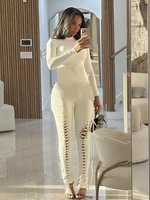 Weird Puss Sexy Fall Jumpsuits Women Diy Shirring o-Neck Full Sleeve Midnight Party Club Stretch Activity Fitness Slim Overalls - Image 5