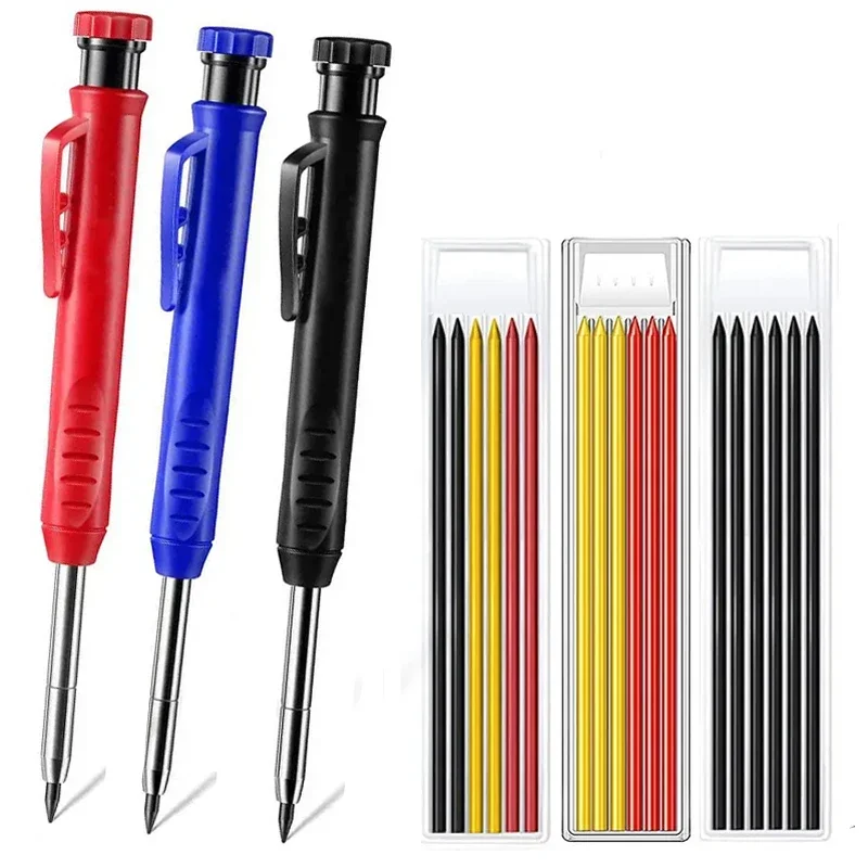 Enhanced Carpenter Pencil with Built-in Sharpener for Precise Deep Hole Marking