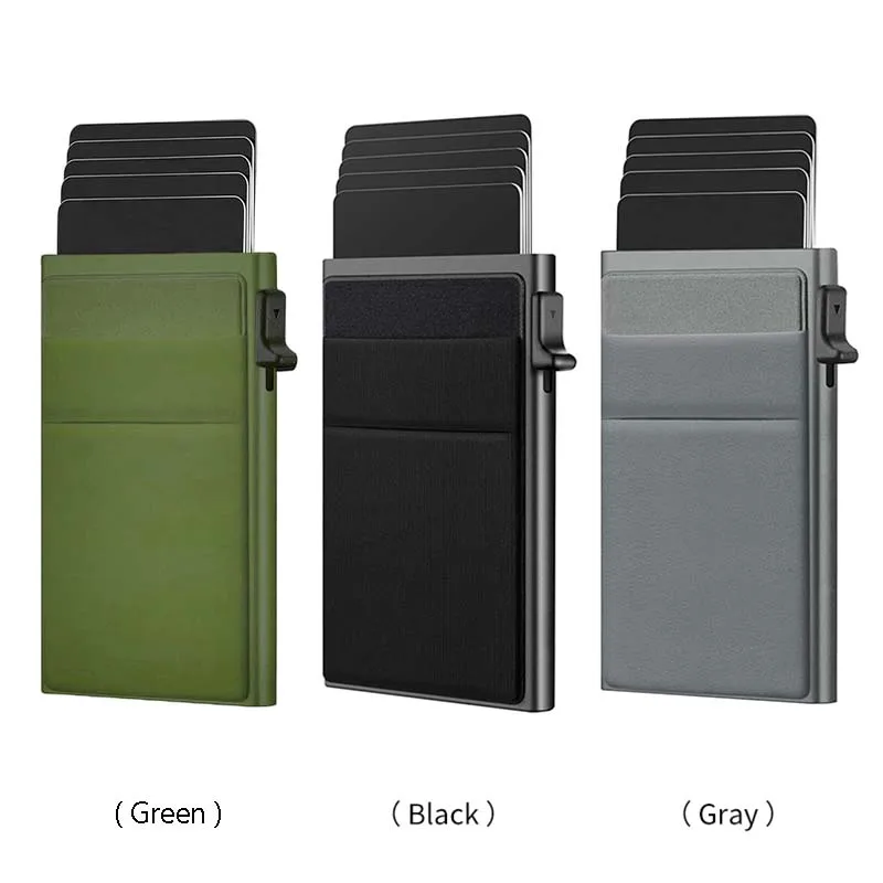 Minimalistische Smart Wallet RFID-Schutz Anti-Diebstahl-Kartenschutz Kartenhalter Aluminium Metallbox Kartenetui Porte Carte – Detail 2