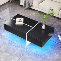 Table basse brillante avec lumières LED contrôlées par application – Design bloc noir et blanc, 100 × 50 × 34,5 cm, table centrale lumineuse intelligente 4
