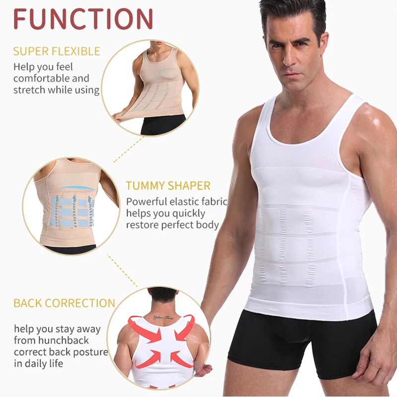 Body shaper slimming vest compression sports vest compression sports top Mens Shirt Slimming Body Shaper Vest Workout Tank Tops Abs Abdomen Undershirts Tank Top Shapewear Thermal Compression Shirt