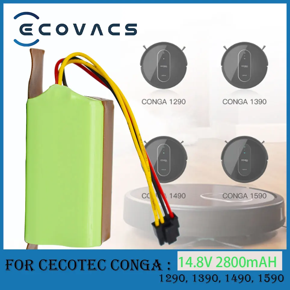 

ECOVACS New 14.8v 2800mAh Li-Ion Battery for Cecotec Conga 1290 1390 1490 1590 Vacuum Cleaner Genio deluxe 370 gutrend echo 520
