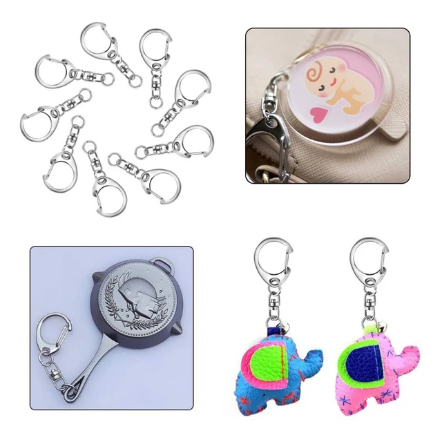 22 Portachiavi A Moschettone Con Anelli In Metallo - Set Completo Con Giunto Girevole, Argento, Per Chiavi E Outdoor - Foto 6