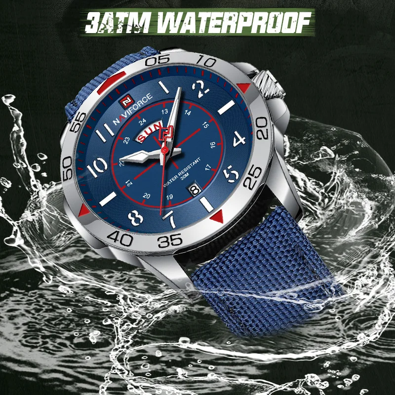 NAVIFORCE Brand Fashion Men's Watch Luxury Business Nylon Strap Water Resistant Sport Quartz Luminous Wristwatches for Male 2023
