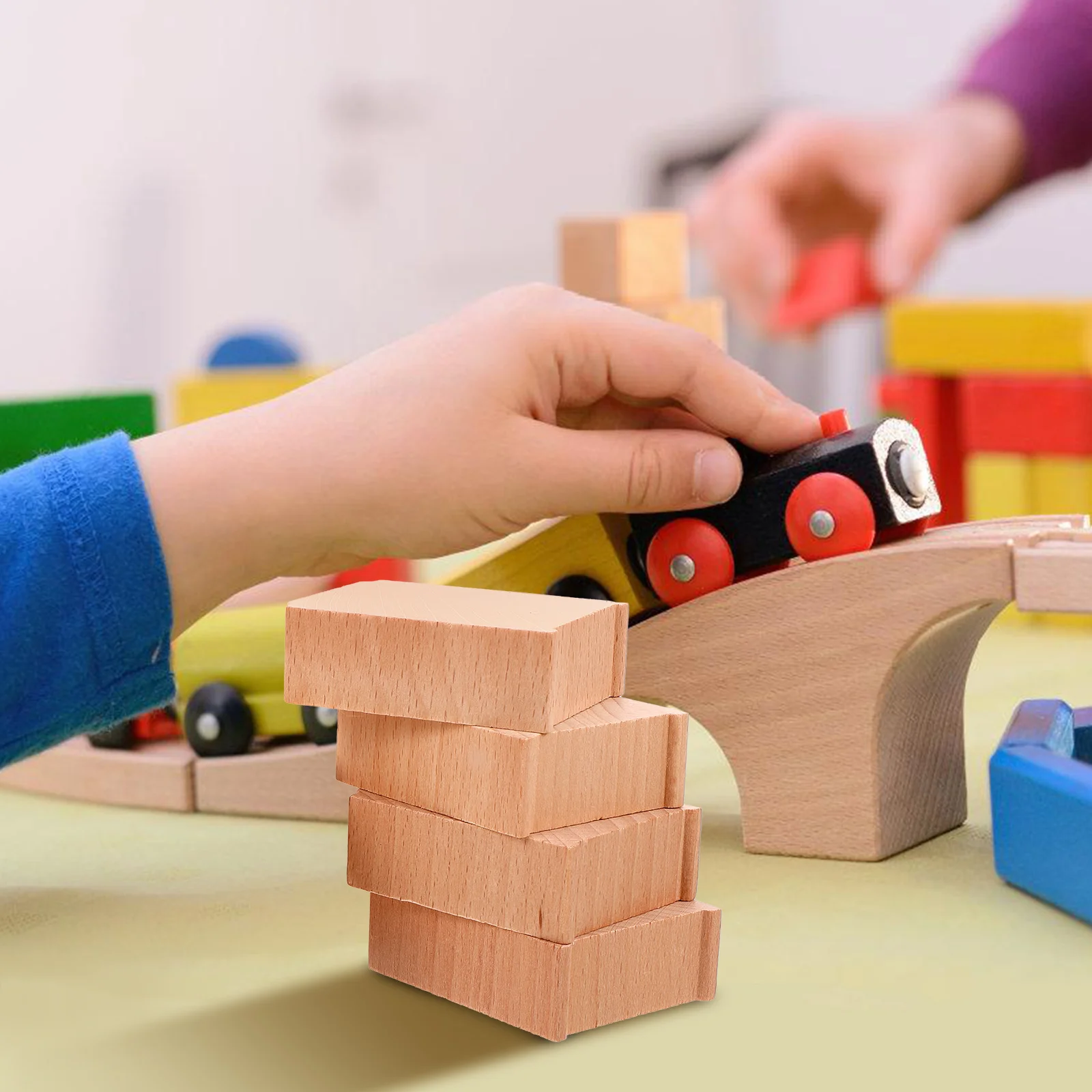 Train Bridge Pier Child Trestles 670X520X240CM Beech Supports Wood Track Risers 6 Pcs