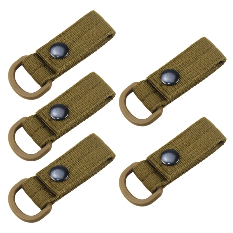 

5 Pieces Military Webbing Attachment Strap with D-Rings for Backpack, Carabiner Loop Nylon Strap Key Holder with D-Rings