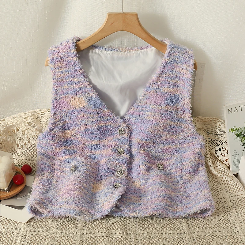 

Женский трикотажный жилет ITOOLIN в Радужном стиле, Повседневный Кардиган, жилет с карманами для женщин, свитер без рукавов, жилет, Осень-зима 2023