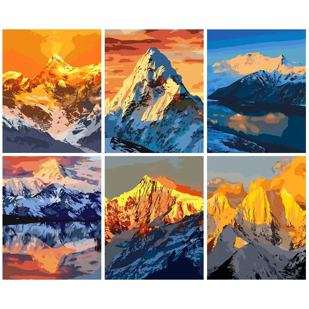 

GATYZTORY Diy Painting By Numbers Kit Frame Picture Mountain Scenery Coloring By Numbers Handicrafts Painting Numbers Home Decor