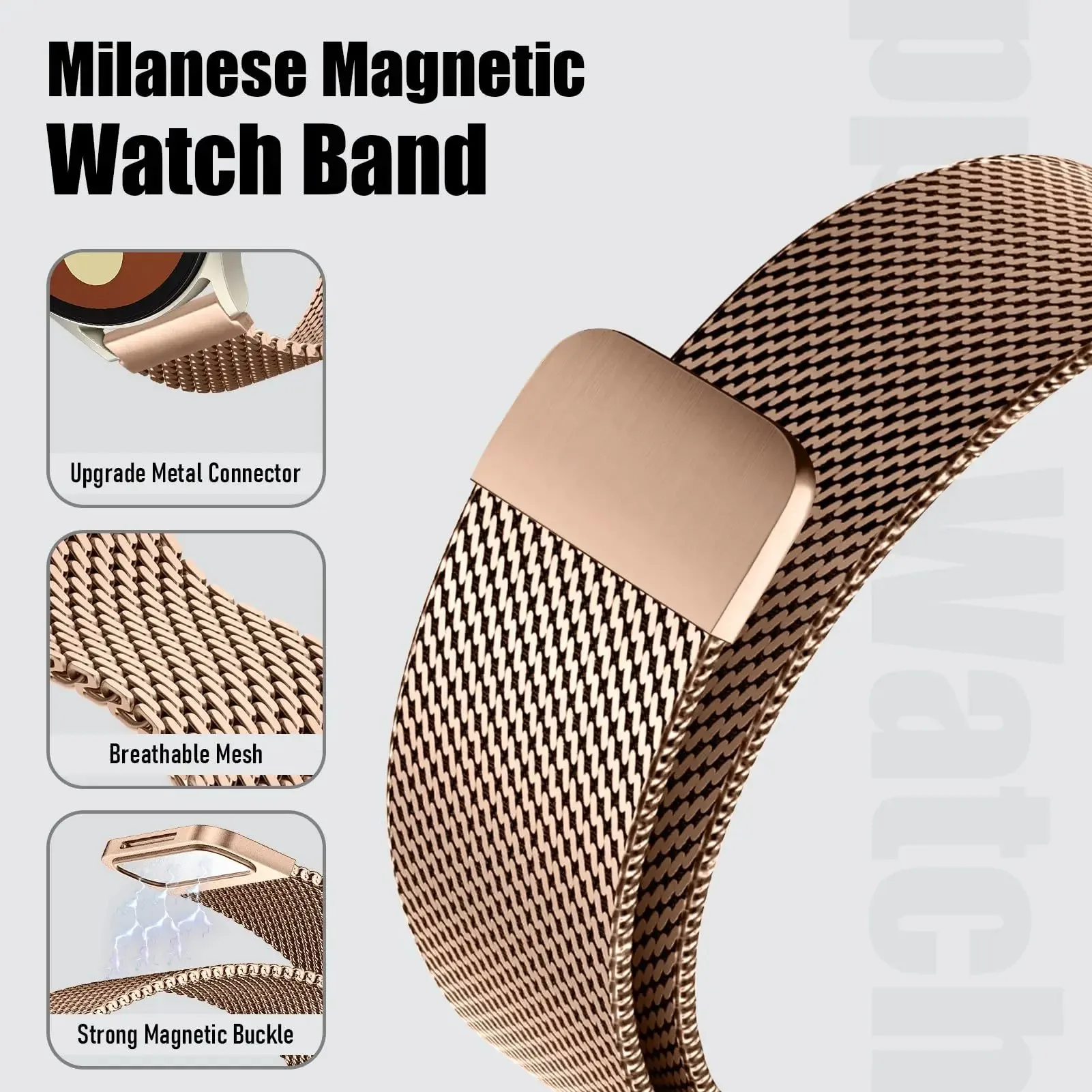 Stainless Steel Mesh Strap Bracelet - Adjustable Replacement Band