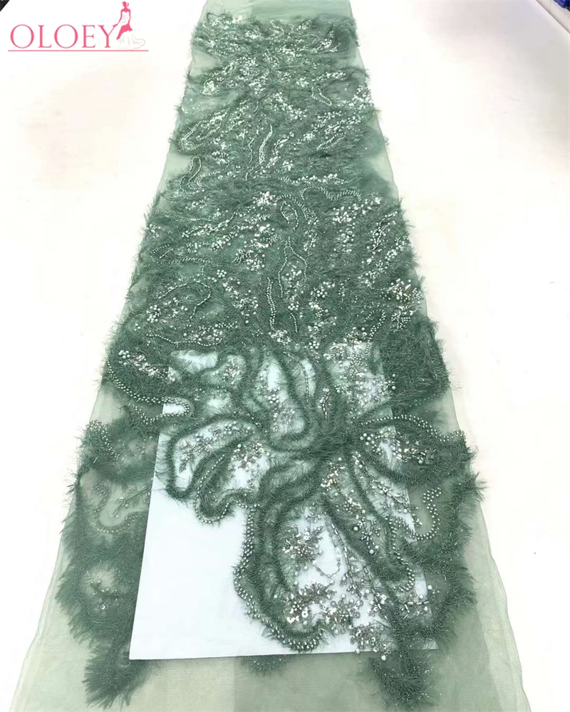 

Fashion French Mesh Woolen Thread Embroidery Beaded Lace Fabric African Nigerian Sequins Lace Fabric For Wedding Dress