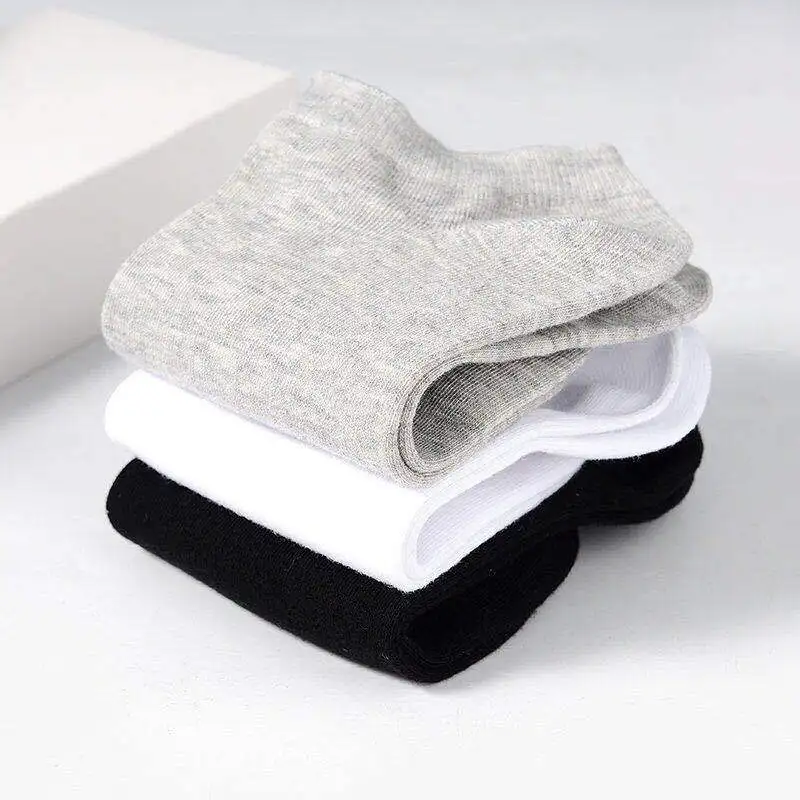 10 Pairs and 5Pairs Women's Socks Solid Color White Black Ankle Socks Breathable Sports Comfortable Cotton Floor Socks for Women