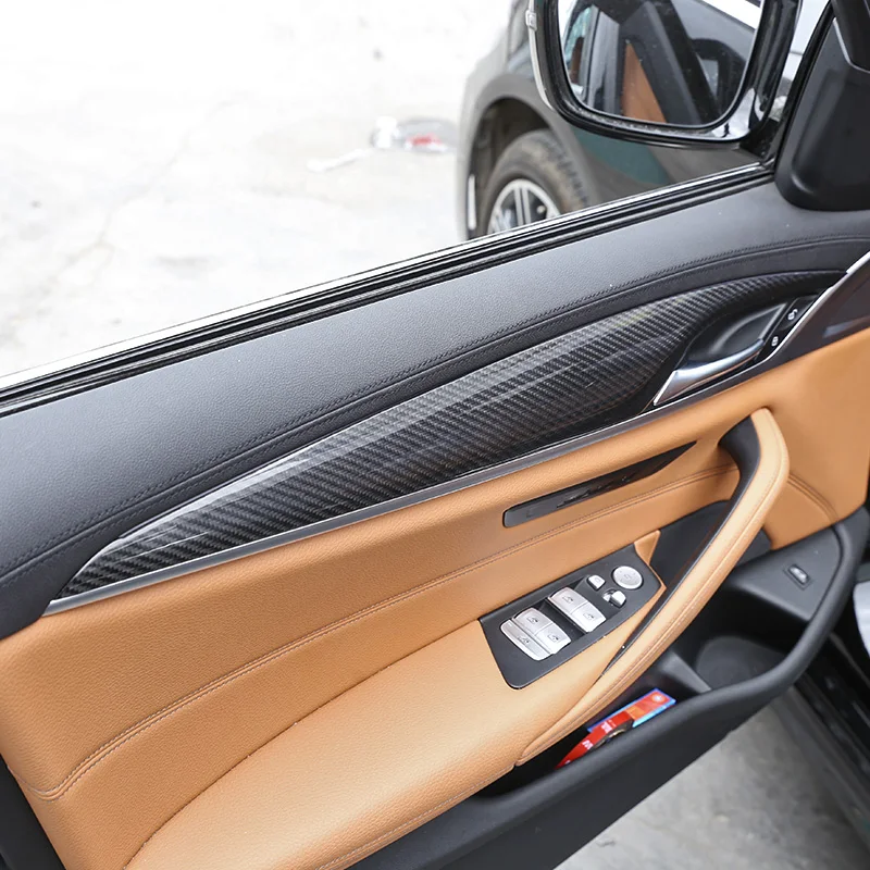 

For BMW 5 Series G30 G38 F90 M5 2018-2020 Real Carbon Fiber Car Door Interior Panel Protector Cover Strip Lip Trim Accessories