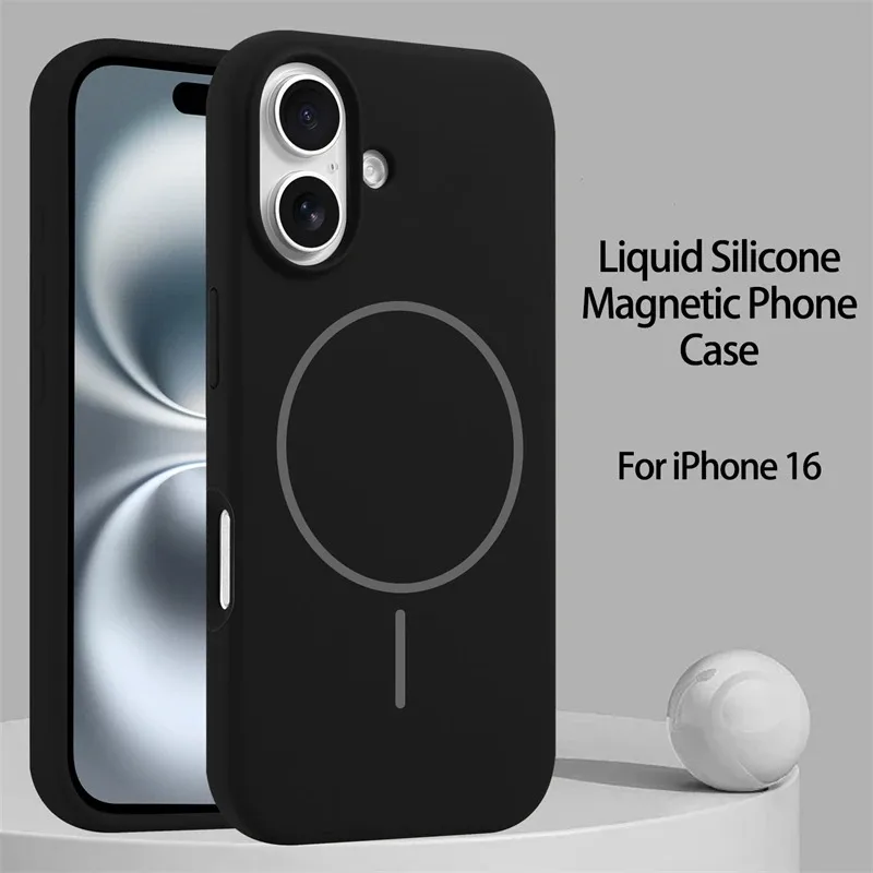 Enhanced Liquid Silicone Magnetic Case with Wireless Charging Support, Slim Soft Cover