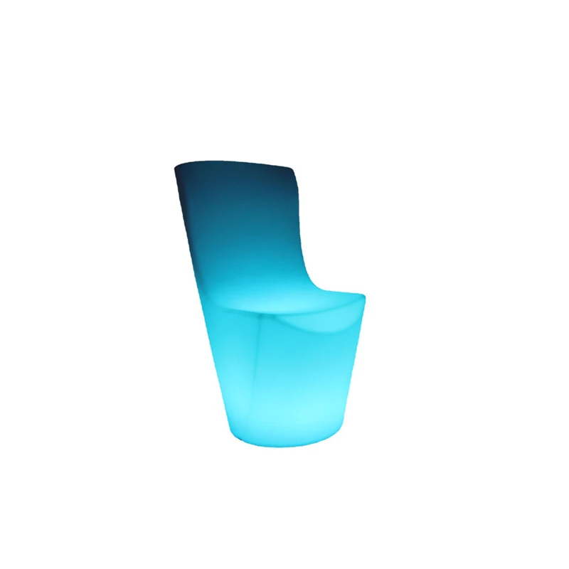 Rechargeable Luminous Garden Chair 40*44*80cm Color Changeable LED Glowing Furniture PE Plastic Waterproof Patio Seat Riq-CH80