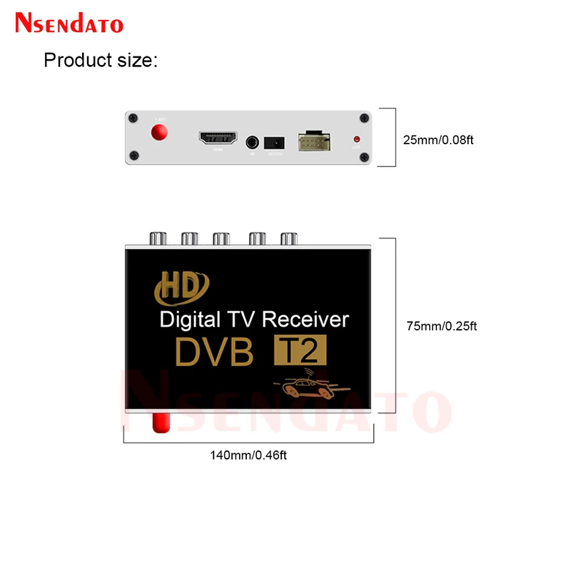 Digital Car DVB-T2 dvbt2 TV Receiver Mobile DVB T2 Car TV Tuner With Antenna DVB T2 TV Tuners Stick Mpeg4 For Russia Europe
