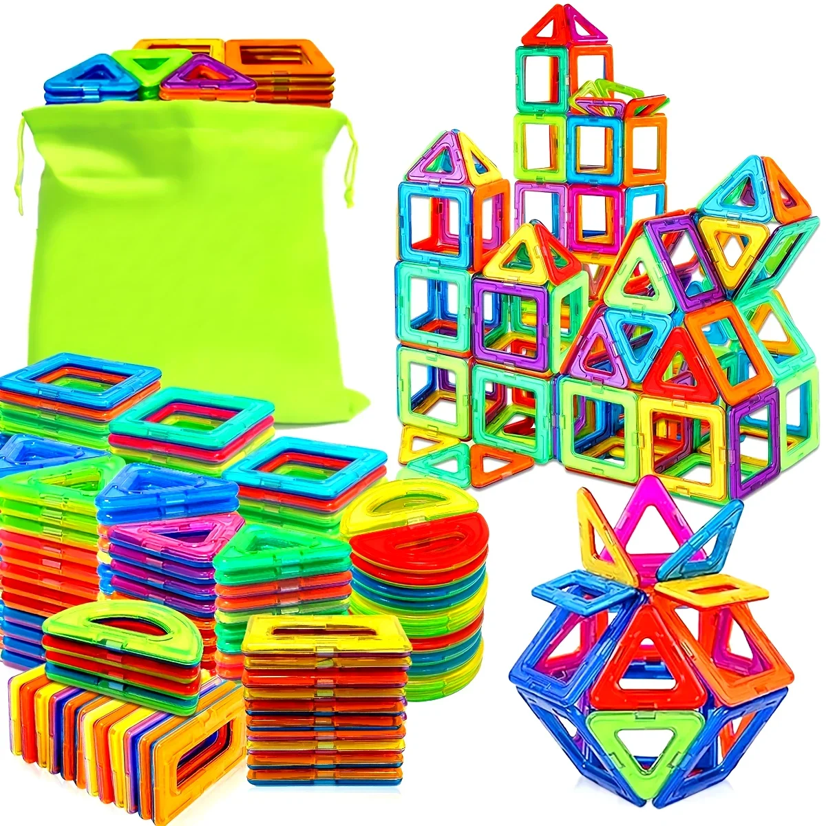 Magnetic building blocks magnetic assembly toy Large Magnetic Building Blocks Set for Kids-STEM Educational Toy Ages 3-6 Perfect Birthday Gift Random Colors
