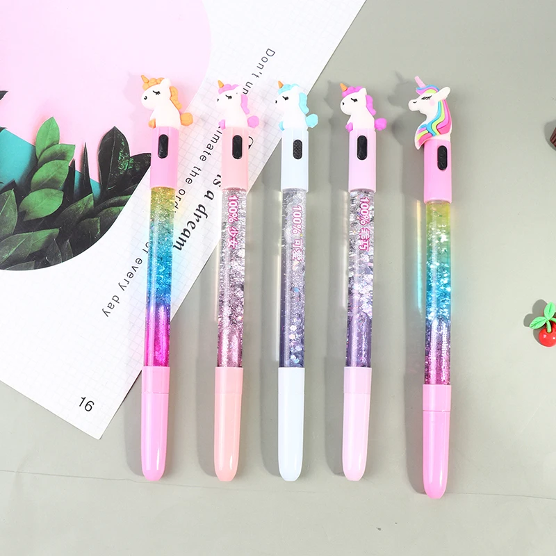 1pc Cartoon Luminous Pen Unicorn Light Pen 0.5mm Gel Pens Cute Glowing