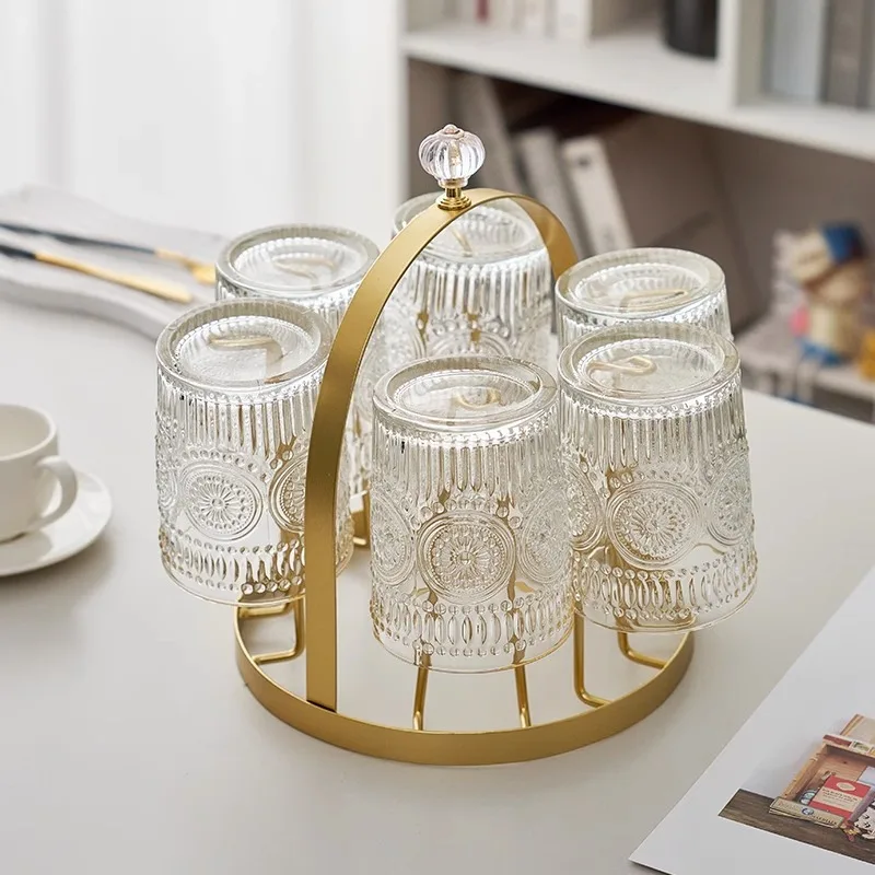 

Light Luxury Cup Holder for Living Room, Cup Holder, Desktop Glass Cup Saucer Plate, Storage Shelf, Coffee Cup Saucer