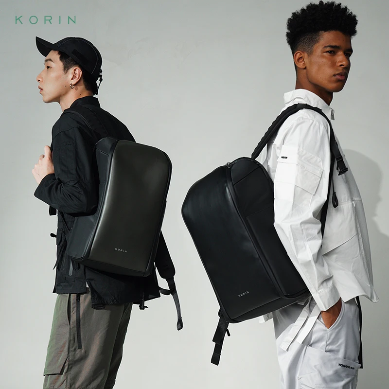 KORIN 15.6 Inch PU Backpack Waterproof Anti-theft School Bag Business Backpacks Unisex Backpack Couples Dropshipping waterproof backpack school backpack