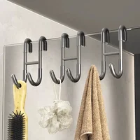 Stainless Steel Over Glass Door Shower Door Back Shower Towel Rack S-Shape Bathroom Bathrobe Hanger Holder Hooks 1