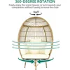 360°Swivel Egg Chair Outdoor,370lbs Capacity Wicker Patio Rotating Basket Chair,All-Weather OversizedEgg LoungerChair for Indoor 4