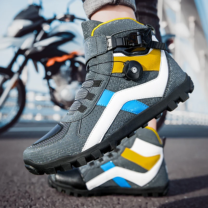 Ultra-fine Breathable Anti-slip Wear Increase Motorcycle Riding Ankle Shoes Cycling Leisure Protective Boots Fiber Leather motorcycle shoes motorcycle boots