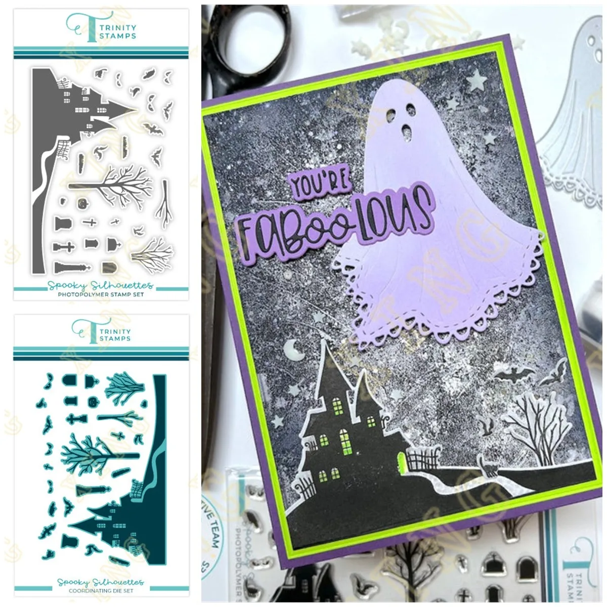 

New Arrival Spooky Silhouettes Metal Cutting Dies Clear Stamps Scrapbook Diary Decoration Embossing Template DIY Greeting Card