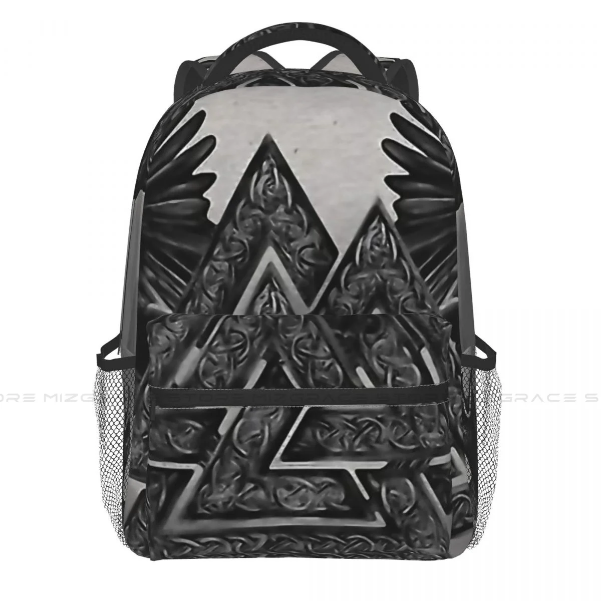 

Valknut Symbol And Ravens Casual Knapsack for Men Women Viking Student Books Backpack School Laptop Bag Soft Rucksack