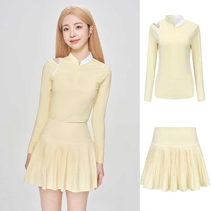 

Golf Spring/Hollow Out Design Top Long Sleeve Slim Fit Comfortable Skirt Pants Skirt Set Women's Apparel