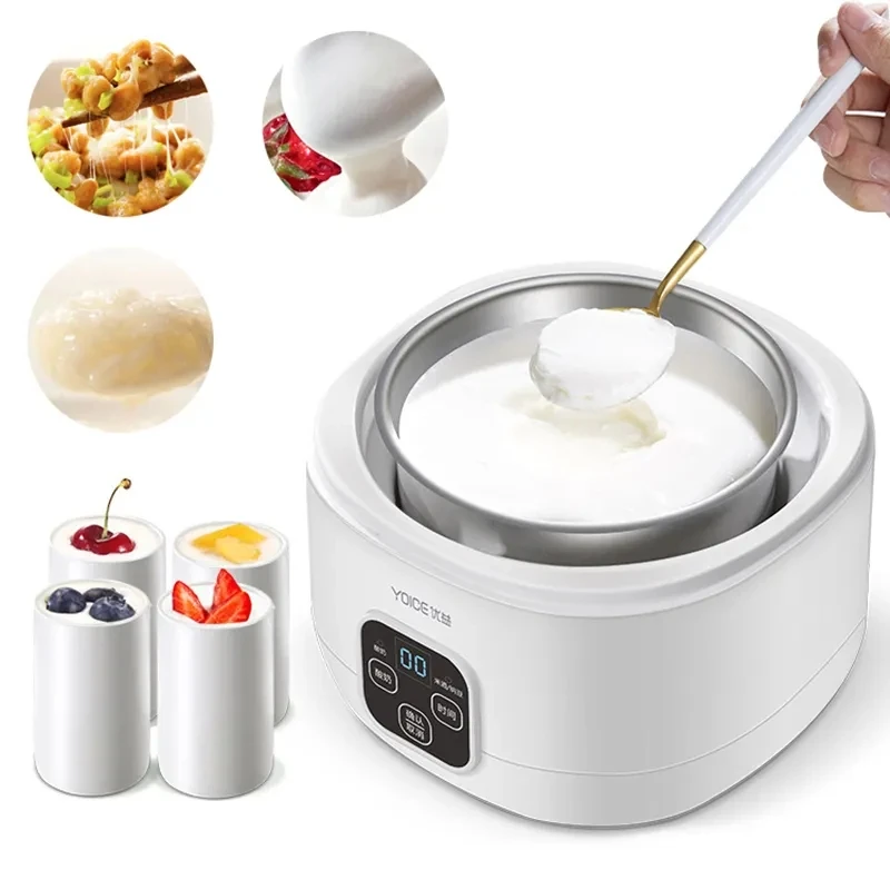 1L Electric Yogurt Maker Machine Automatic Multifunctional Natto Rice Wine Machine Stainless Steel Liner DIY Yogurt Tools 220V