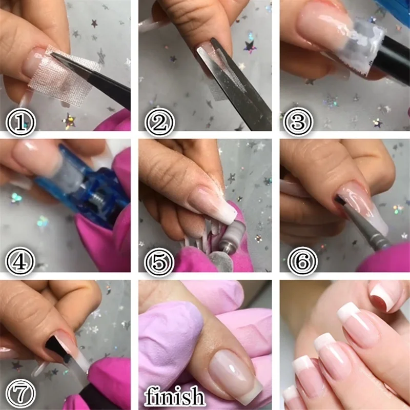 3*100 cm Fibra di vetro Non tessuto Seta Estensione delle unghie Forma di seta Wrap Manicure Costruzione Gel UV Punte acriliche francesi Unghie Strumento di arte - immagine 6