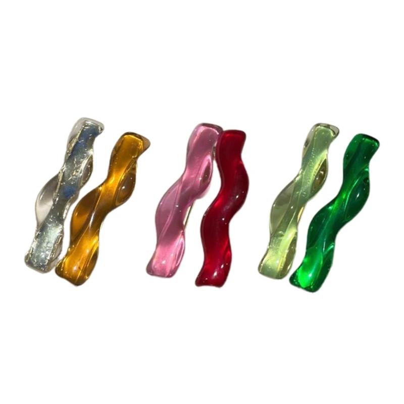 

2PCS Acetic Hair Clip For Women Clear Jelly Textured Hairpin Duckbill Clips Barrette Girls Hair Accessories