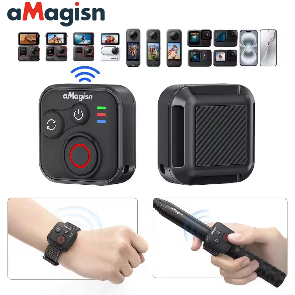 Telecomando Wireless Per Insta360 X5 E GoPro, Portata 50 M, Ricarica USB, Leggero 23 G, Compatibile Con Action Cam E Smartphone