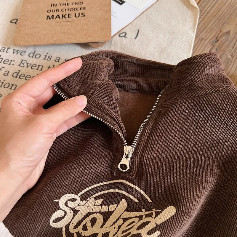 Boys Hoodies Sweatshirts Cotton Thicken Velvet Khaki Warm Winter Autumn Windproof Baby's Kids Children's Clothing