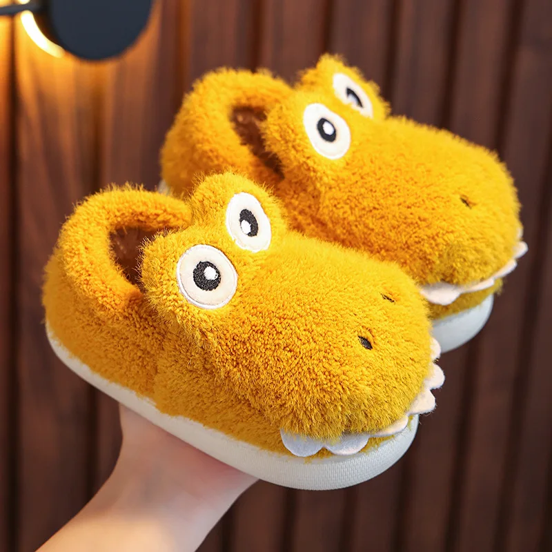 Winter 2022 Fashion Boys Cotton Shoes Home Cotton Slippers Baby Children Plush Warm Boots Cute Dinosaur Shoes Soft Sole Flat cute mini dinosaur leafless fan usb handheld fashion with lanyard rechargeable silent fan kids home office gift