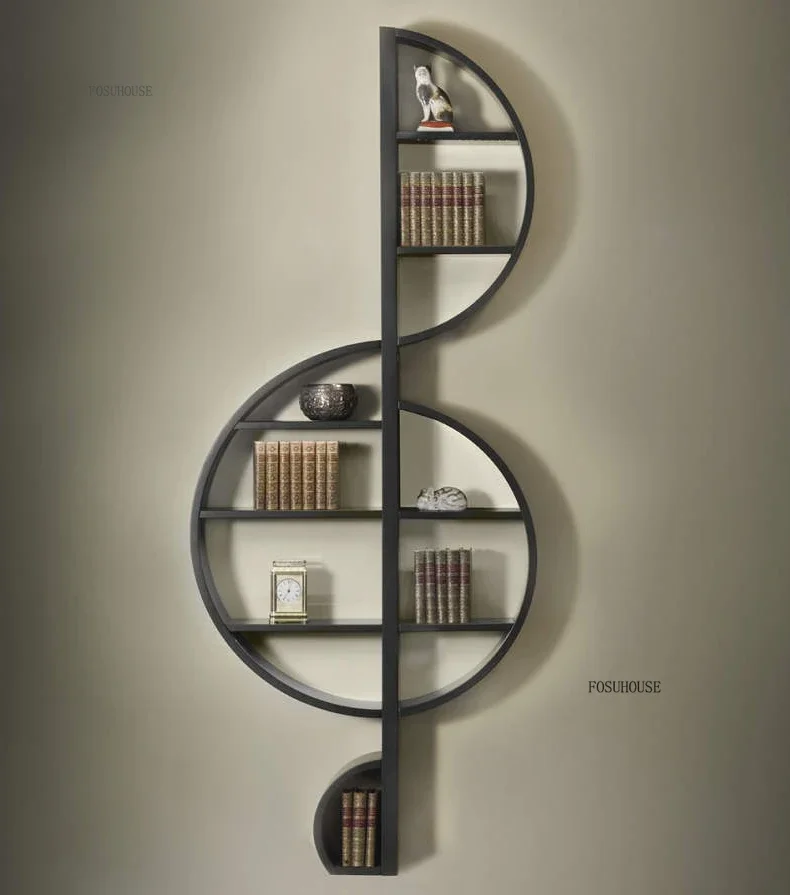 Estantes de ferro modernos criativo nota musical rack de armazenamento de parede sala de estar móveis bar biblioteca multi-camada exibição estante gg