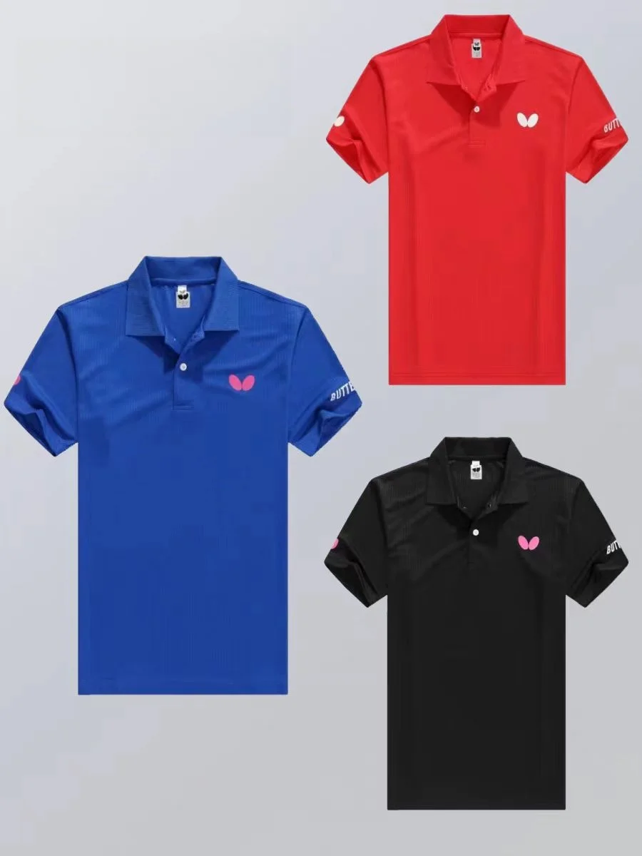 men's and women's table tennis T-shirt quick dry breathable light lapel badminton clothing team