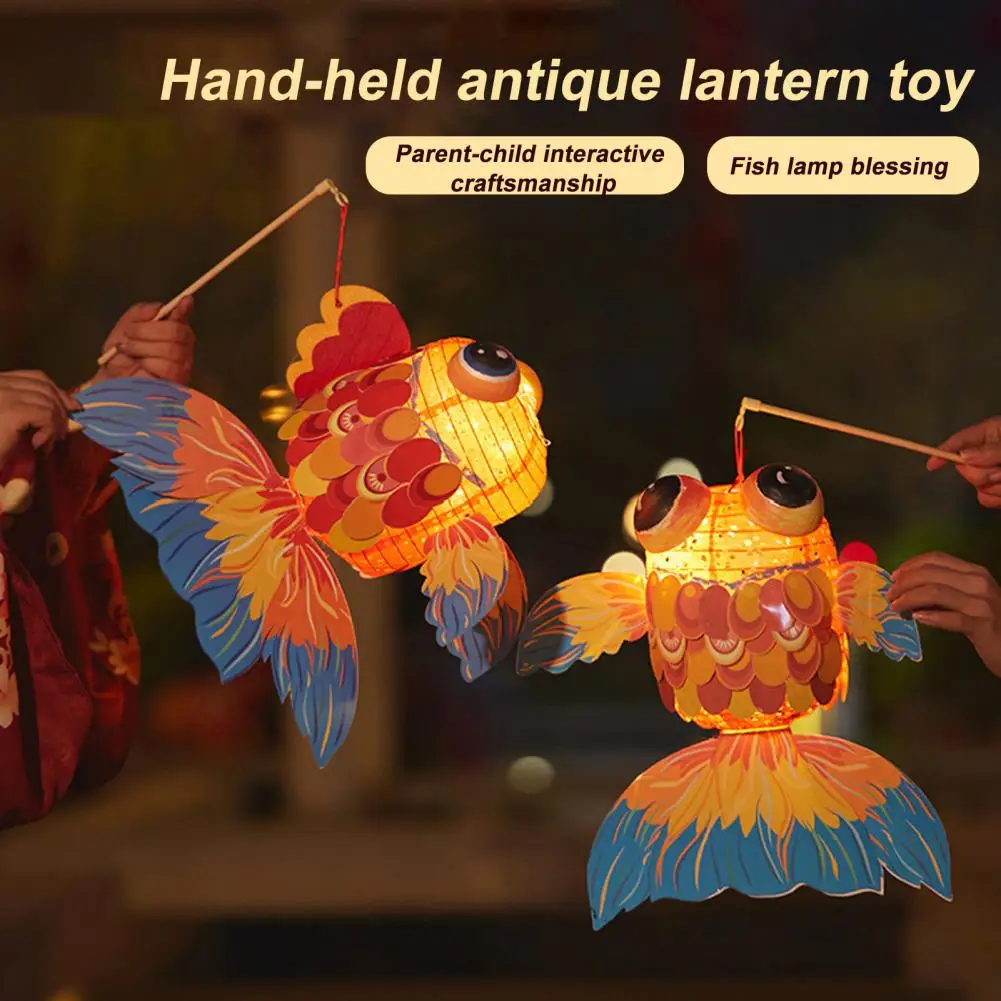Lucky Goldfish Handmade Lantern Chinese Style Glowing Paper Lantern Children DIY Handcrafts Gift Mid-Autumn Festival Lantern Fes