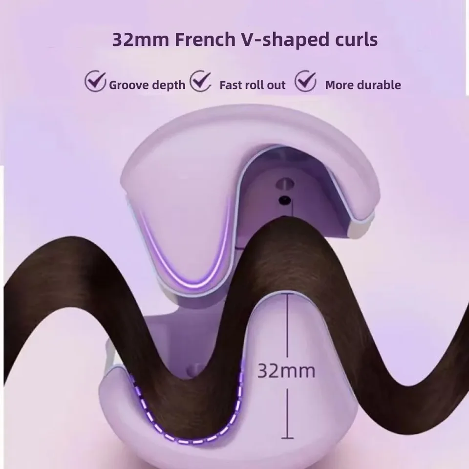 Arricciacapelli 32mm Deep Wave Arricciacapelli 4 Temperature Regolabili Riscaldamento Rapido Ferro per Capelli Arricciati Bacchetta per Tutti gli Stili di Capelli_voghion.com