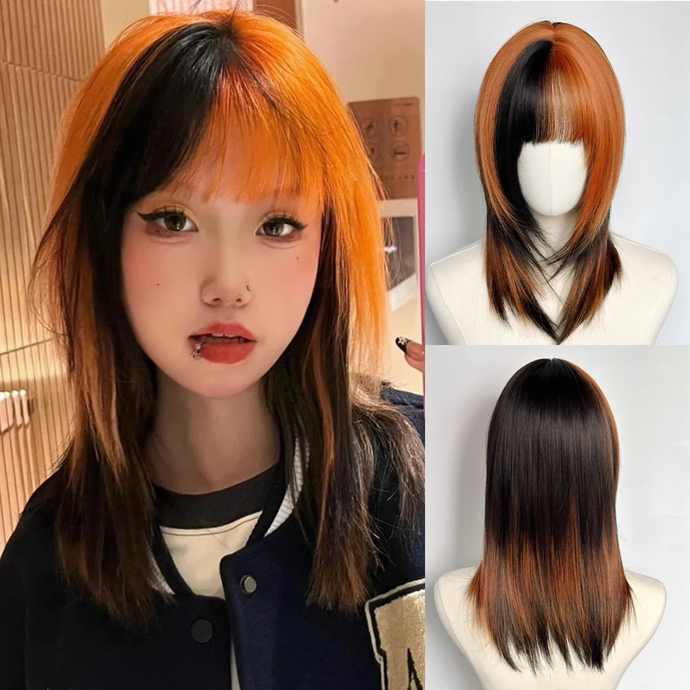 Синтетический короткий прямой парик с эффектом омбре