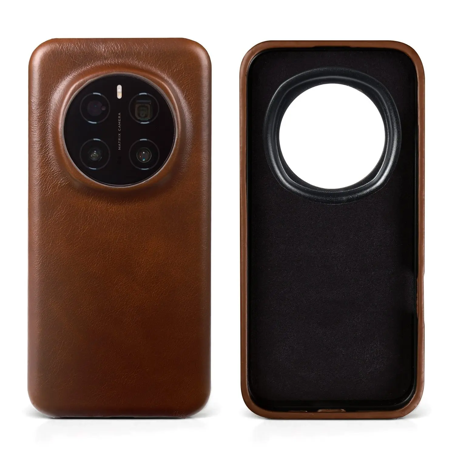 Retro Vintage Crazy House Pattern Genuine Leather Full-Wrap Back Cover Case - Aesthetic Design