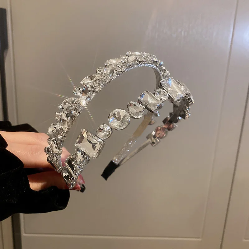 

Ободок для волос Женский, роскошный квадратный обруч с бриллиантами, роскошный супер блестящий орнамент, модное индивидуальное украшение для волос